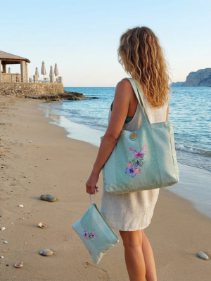 Sac de plage papillon avec trousse