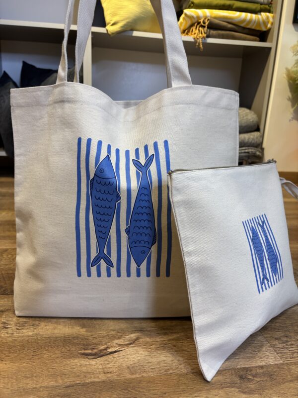 Tote bag ecru poisson