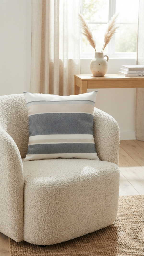Coussin en lin rayure