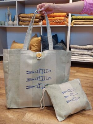 Sac de plage poisson bleu et trousse