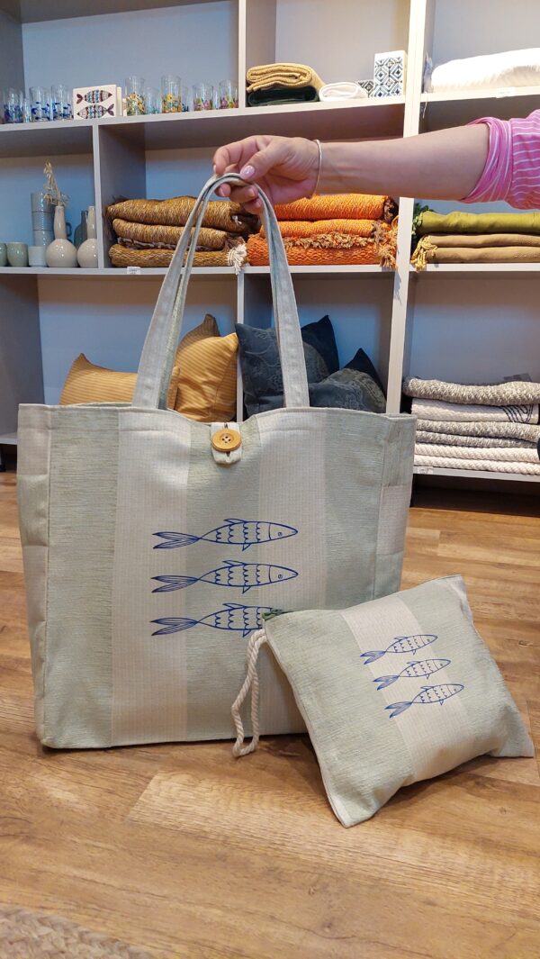 Sac de plage poisson bleu et trousse
