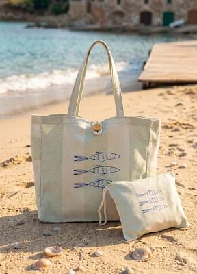 Sac de plage poisson bleu et trousse