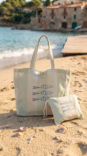 Sac de plage poisson bleu et trousse