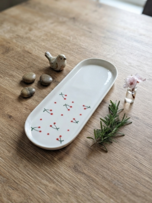 Assiette rectangulaire cerise