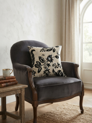 Coussin blanc/noir