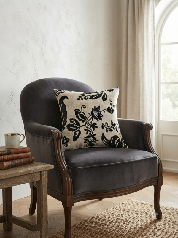 Coussin blanc/noir