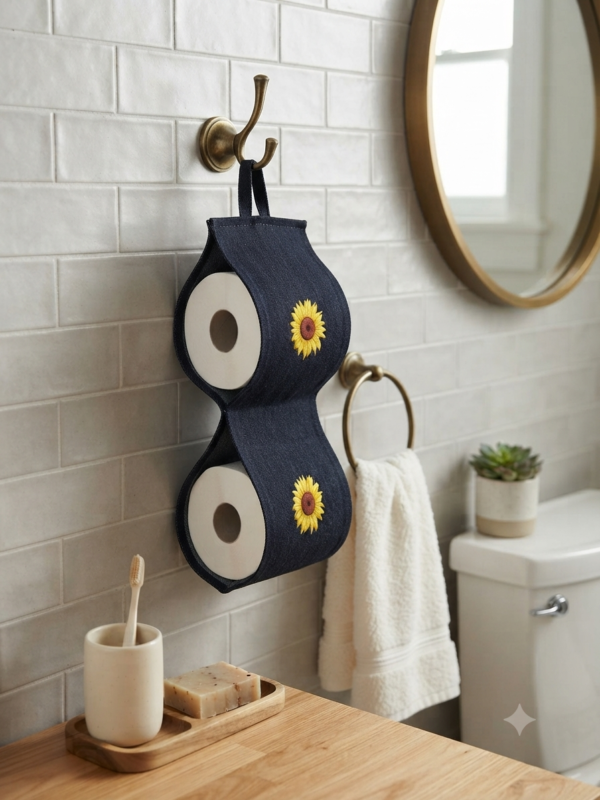 Porte papier en jean