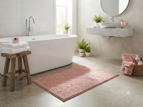 Tapis de bain rose