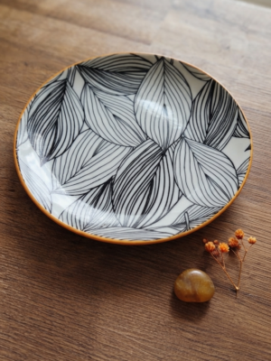Assiette céramique feuille
