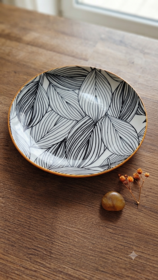 Assiette céramique feuille