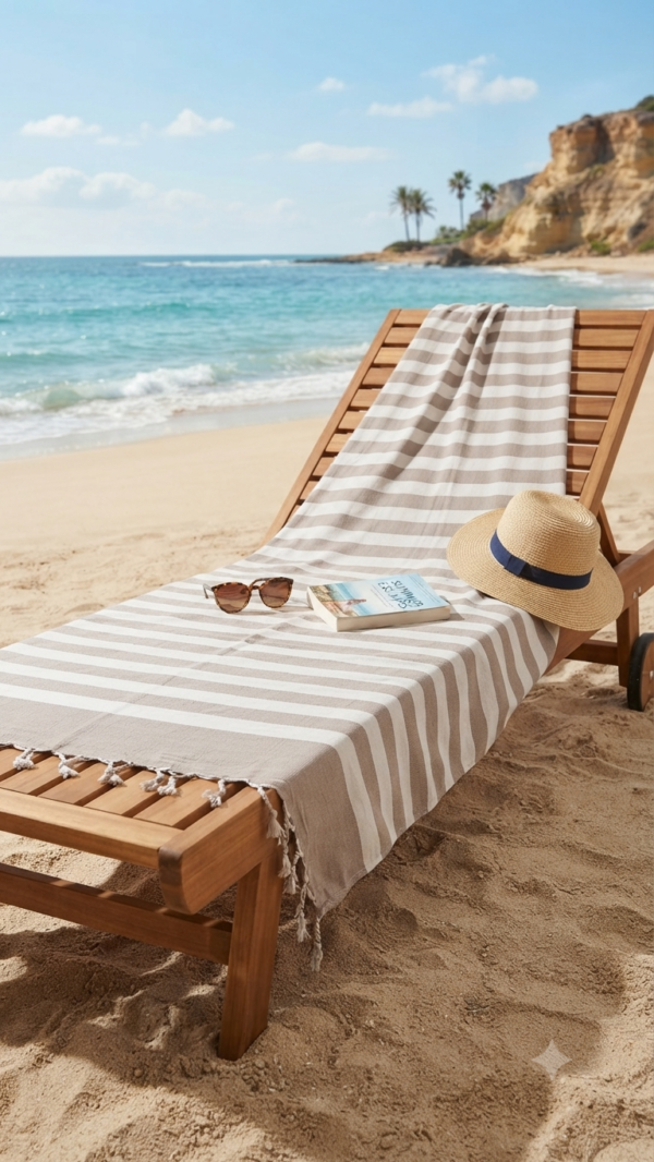 Fouta éponge Coralia taupe