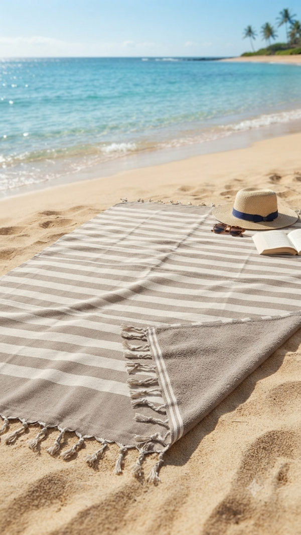 Fouta éponge Coralia taupe