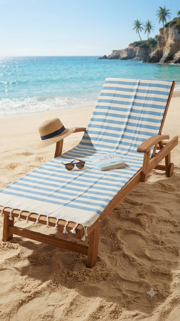 1784464524317 Fouta coton recyclé doublé éponge Coralia " écru/ bleu ciel "