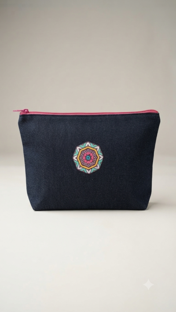 Trousse en jean mandala