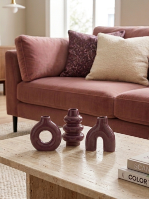 Trio vase bordeau