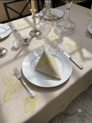 Nappe en lin beige "PAPILLON"