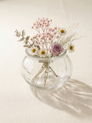 vase rond transparent en verre