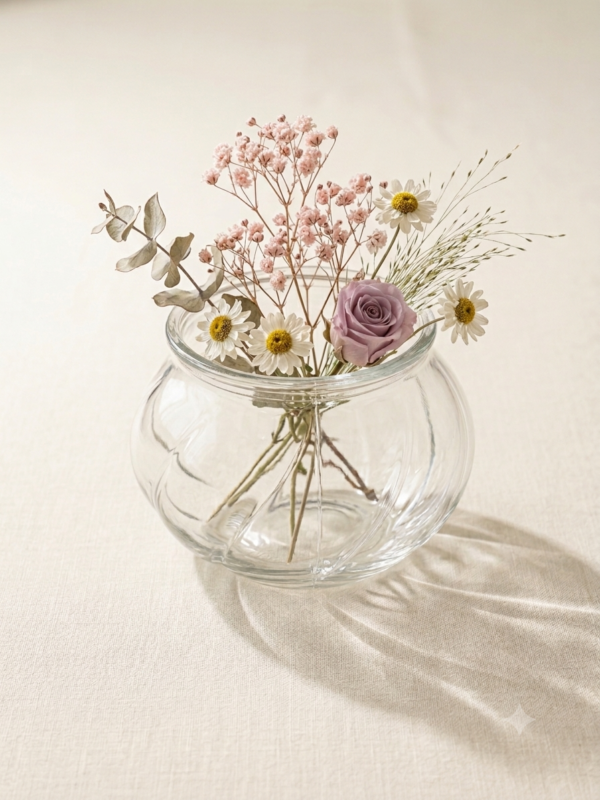 vase rond transparent en verre