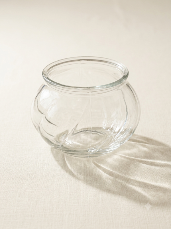 vase rond transparent en verre