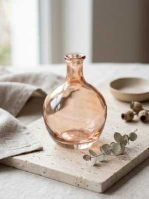 vase rose poudré transparent