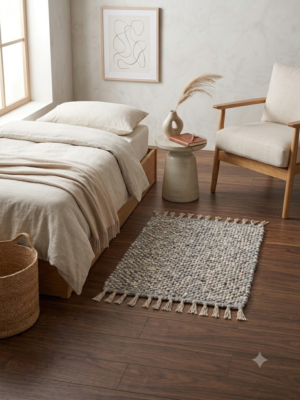 Tapis tissé en coton  gris