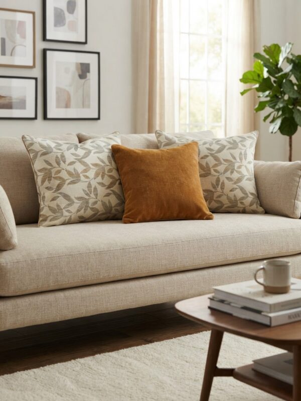 Coussin camel , caramel