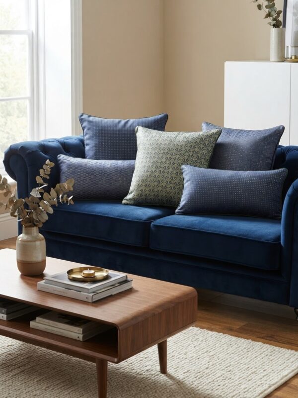 Coussin bleu rectangulaire
