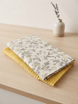 Pack de 2 torchons " beige / jaune "