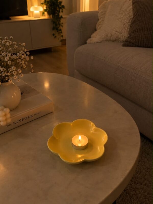 Porte bougie jaune